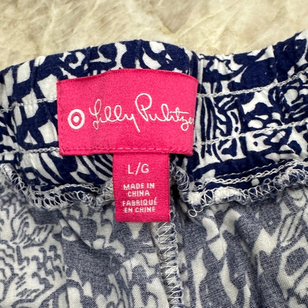 Lilly Pulitzer Navy/White and Pink/Green/Yellow Patterned Shorts Bundle SZ Large - Picture 5 of 7